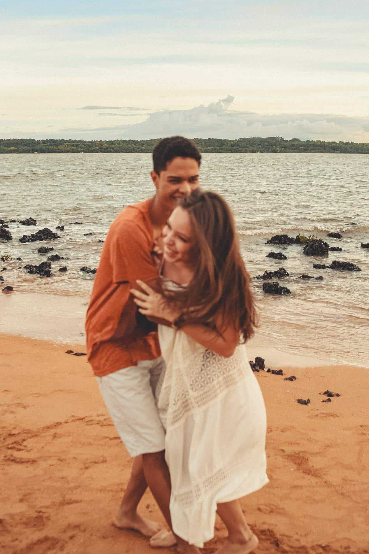 happy couple at the beach